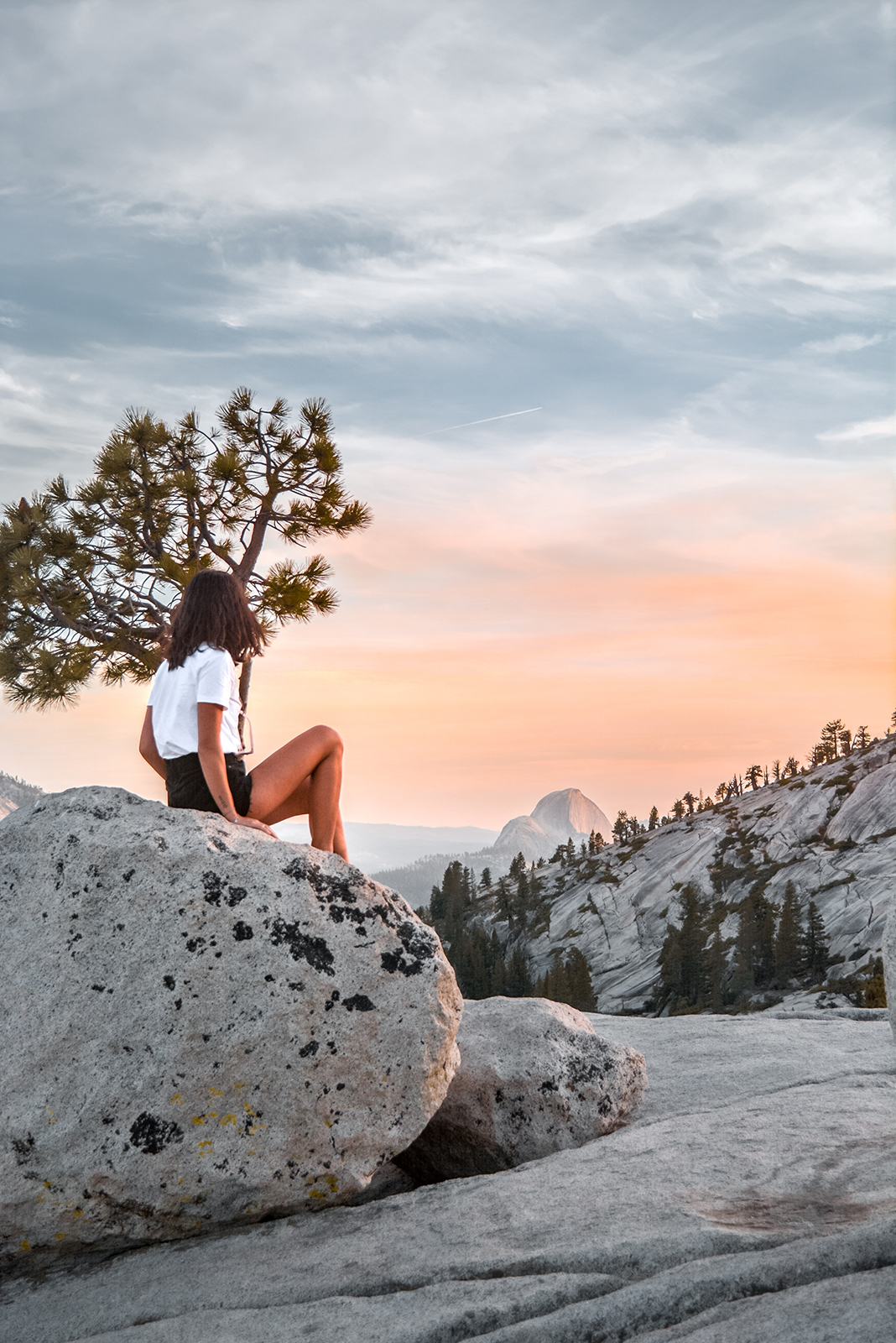 Girl at sunset in Yosemite